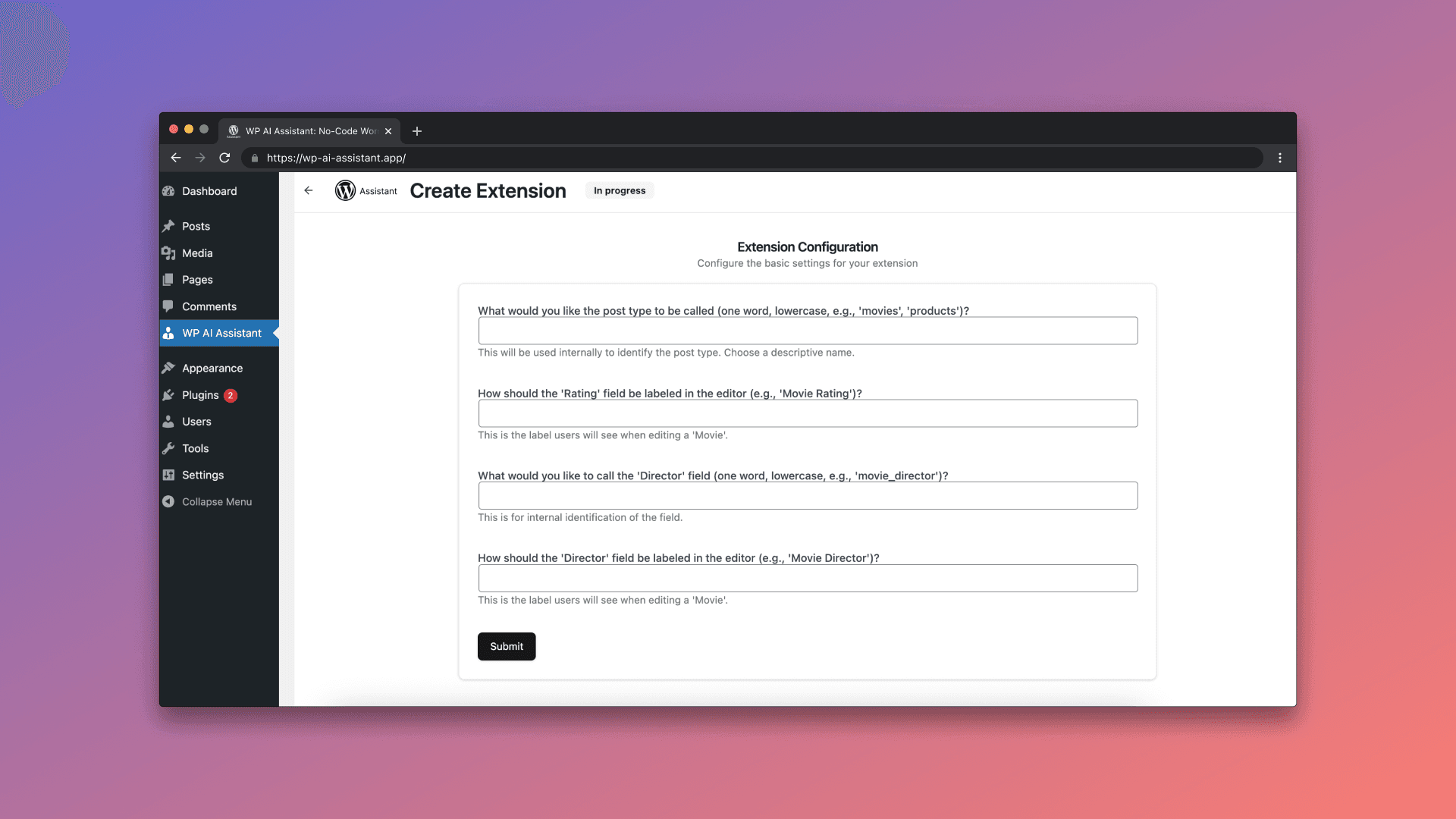 Step 2: WP AI Assistant guide